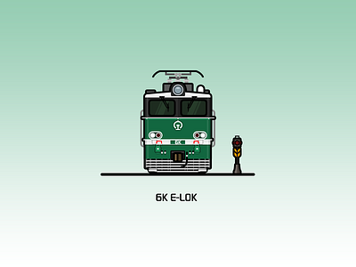 6k E-Lok green illustration locomotive rail railway train