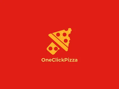One Click Pizza food icon logo online pizza simple