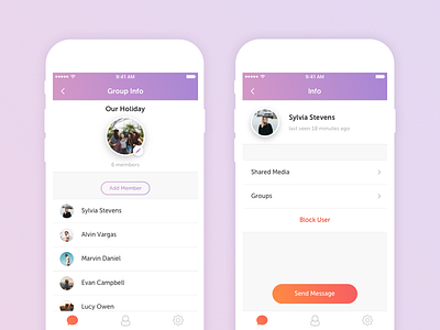 Chat | Group & Profile Info chat contacts conversation group chat information ios messenger mobile social ui ux