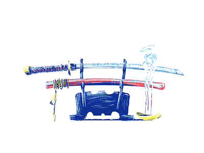 Samurai Blues blade blue katana paint photoshop samurai sheath smoke swords