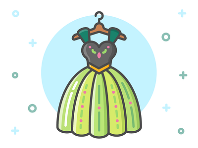 Princess Dress Icon Series: Anna anna clothes clothing disney dress fairy tale flat frozen icon illustration line princess
