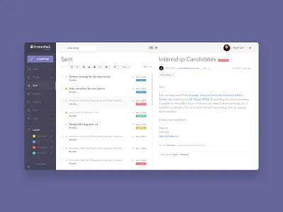 ProtonMail mail Redesign application design experience firstshot webdesign flat interface mail redesign ui user ux webmail
