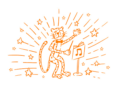 Cheetah Music cheetah hand drawn illustration music retro