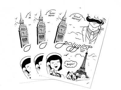 Postcards with lovers illustration london love lovers paris postcard