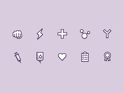 Medical Icons blood bolt checklist dna fist heart iv lightning medicine molecule ribbon syringe