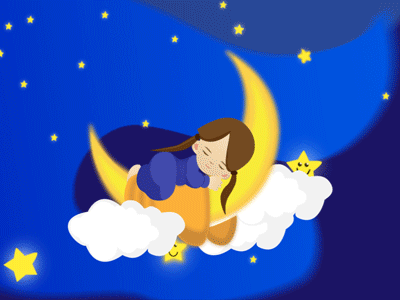 Nightmare 2d dark blue sky devil motion move nightmare sleeping girl star