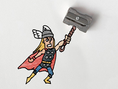 Thor & Sharpener cartoon doodle drawing illustration marvel mjölnir sharpener sketch superhero thor