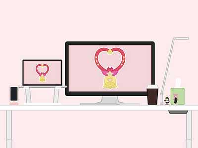 Desk Setup desk sailor moon setup sketch
