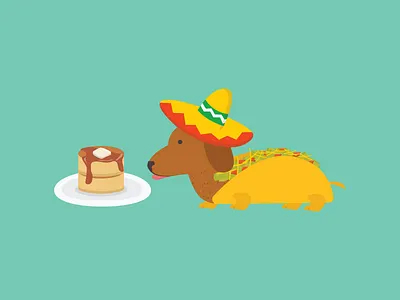 Tacodog x Pancake animal creativemorningswithchinguz design digitial dog flat icon illustration japanese pancake pancake taco vector