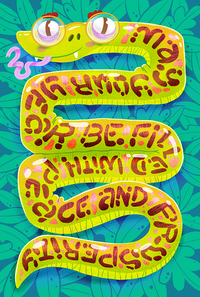 Happy 2025!! cartoon illustration new year texture typography year of the snake