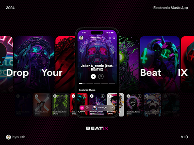 BEATIX - Electronic Music App UI/UX Design animation bitcoin blockchain branding btc crypto design illustration minimal minimalist music socialfi ui ux web3