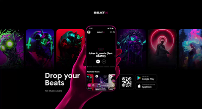 BEATIX - Electronic Music App Download Page UI Design animation bitcoin blockchain branding btc crypto design download illustration landingpage minimal minimalist music ui web web3 website