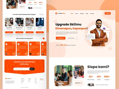 KelasBerkarya - Educational Website branding company profile courses design educational figma framer graphic design minimalist modern orange ui ux web design website