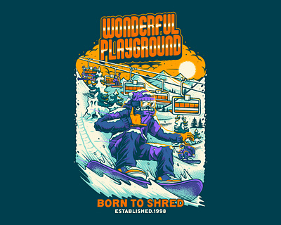 BORN TO SHRED - SNOW SKI VECTOR ILLUSTRATION art branding design graphic design illustration logo shred skeleton ski snow ui ux vector