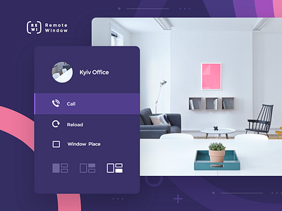 Remote Window internal product concept. clean concept dark design flat graphic icon interface lilac vivid