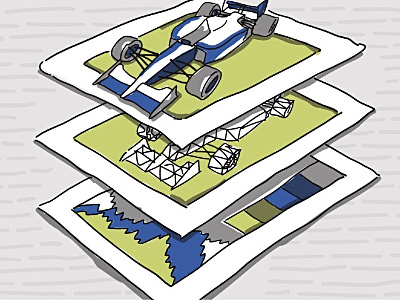 Image Deconstruction 3d blue colors f1 formule green grey histogram palette polaroid