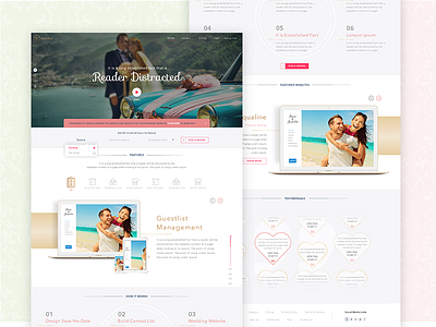 Wedilove User Interface homepage landing page ui ux interaction design website