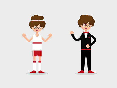 Character development character development glasses guy gym hair headband illustration male suit trainers waving