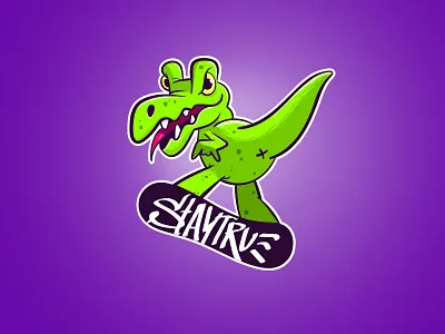 TRex character snowboarding sticker trex vector