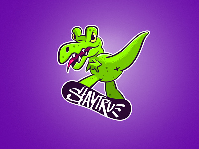 TRex character snowboarding sticker trex vector