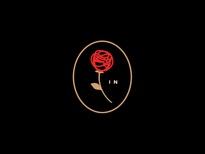 Red Rose badge brand crest dark epiphany flower gold initials interior design logo mark rose