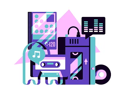 Walkmania cassette illustration retro tape vintage walkman