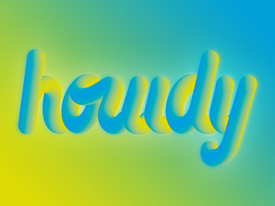 Houdy ! 3d blue illustrator lettring type typography yellow
