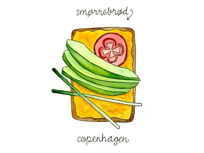 Travel Tries, part 1 copenhagen drawing food illustration smorrebrod travel watercolor
