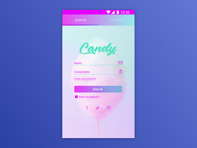 Daily UI #001 candyfloss daily ui pink sign in sweets ui