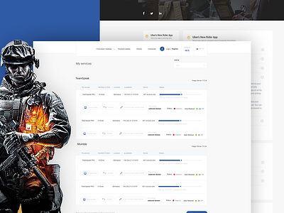 Gaming - Voice communication over the network dashboard design gaming interface order payment pricing register teamspeak ui ux web