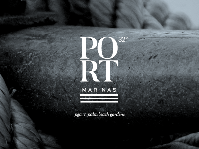 Logo Exploration // Port 32° Marinas brand branding design logo mockup serif typography