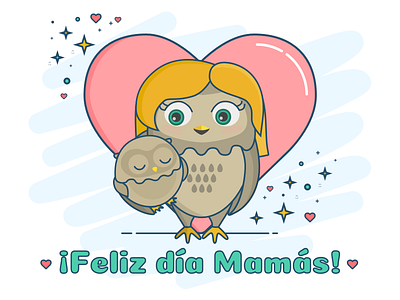 Happy Mother's Day baby day happy illustration mother mothers owl owls