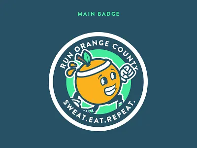 RunOC Main Badge brand bright california character handwritten identity logo marker orange running script