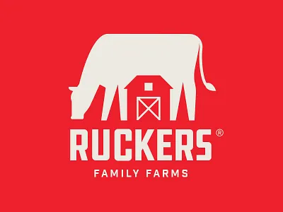 Ruckers brand identity designer clever cow farm icon iconic design vector food illustration logo logotype negative space vintage throwback