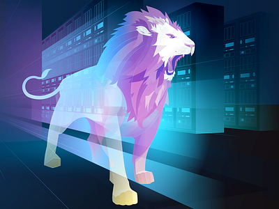 Lion animal cloud security illustration lion servers technology