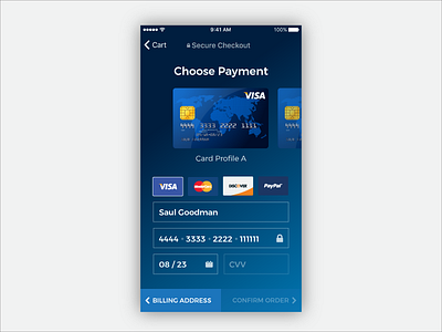 Credit Checkout - Daily UI 002 blue card checkout credit dailyui ios mobile payment visa