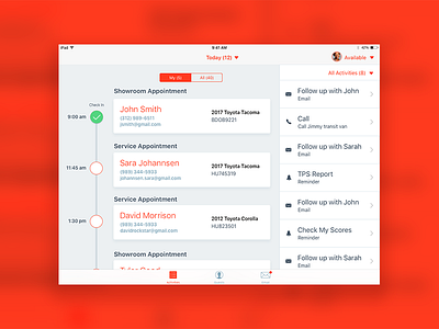 Car Sales Appointment App appointment car customer sales timeline