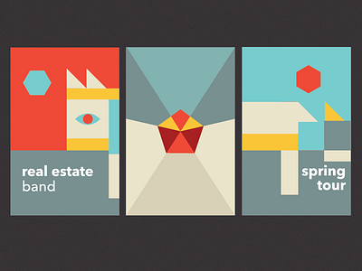 Real Estate Tour Poster Set geometric design martin courtney real estate band tour poster