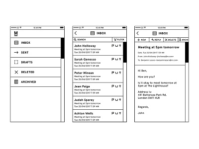 M Smartphone App email interface m minimalism ui