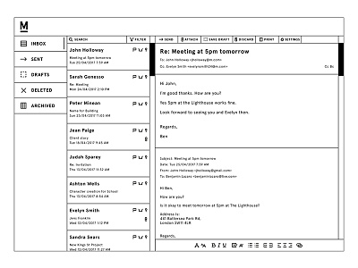 M Email email interface m minimalism ui
