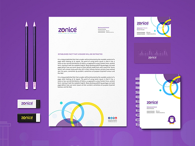 Zonice Theme brand business card design ice illustrator logo stationery