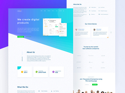 Agency Landing Page design flat grid menu navigation portfolio print site typography ui web