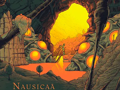 Nausicaä artprint film fluorescent ghibli miyazaki movie nature nausicaä print sci fi screenprint