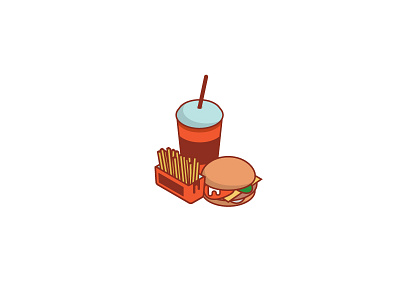 Meal 2d cheese hamburger isometric syrup