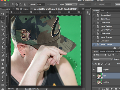 Ian Dribbble Green Screen green screen photoshop profile touchup