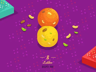 8 ~ Laddoo. 36day 8 @36daysoftype adobe amithaiaday designmilk designspiration food graphicdesigncentral heritage illustration india theydrawandcook