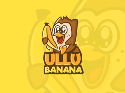 ullu banana logo design children cute design fun kid logo mascot owl vector