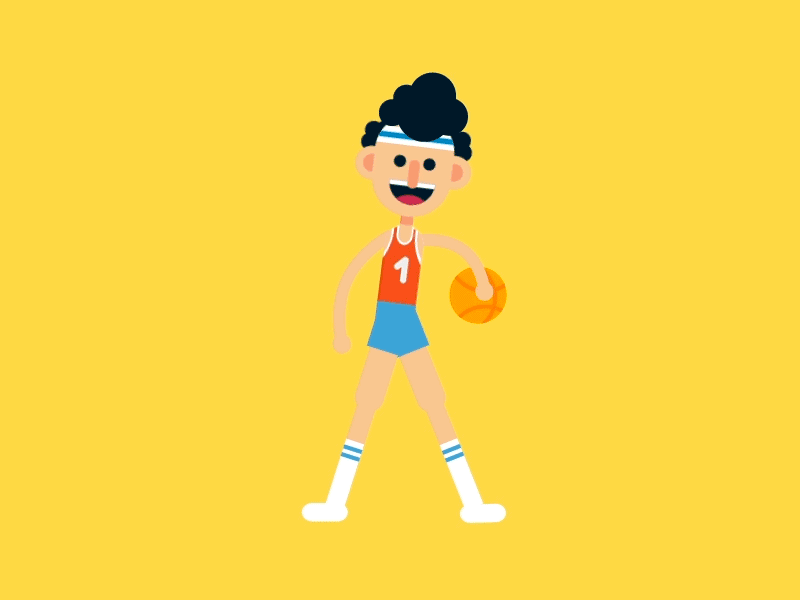 Julius 70s animation basketball character flat fun gif mograph motion rubberhose vector