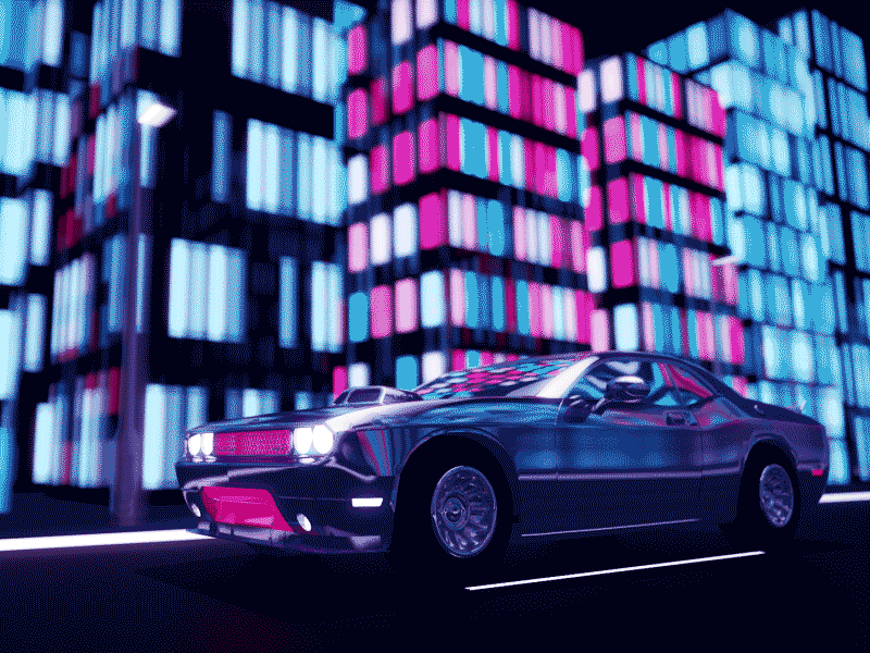 Drive animation c4d car drive gif loop retro