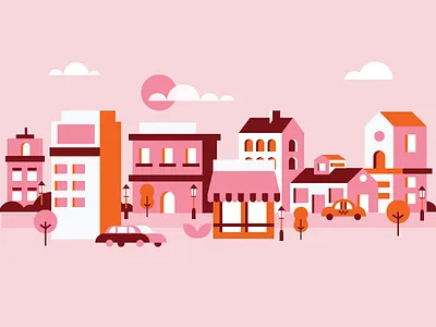 Pink cityscape